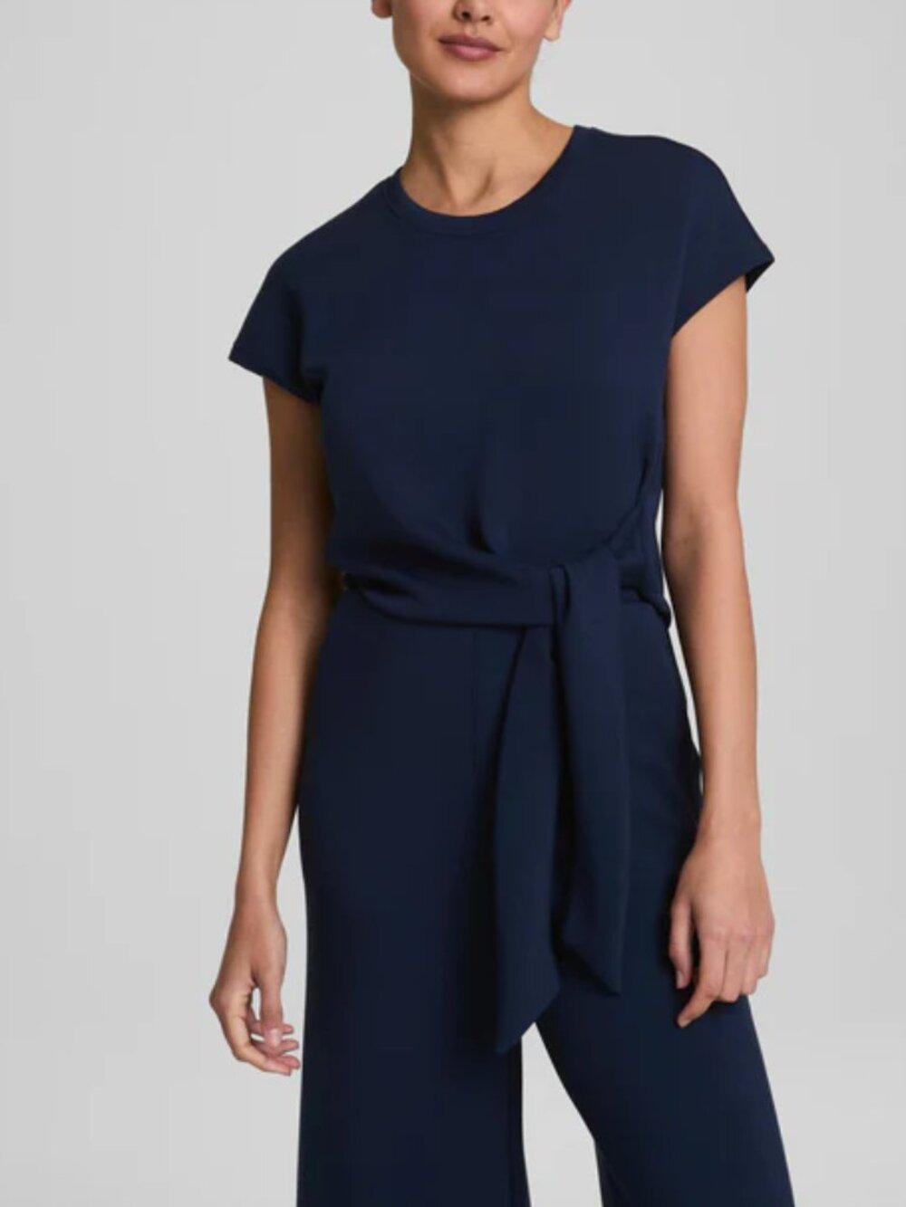 SPANX AirEssentials® Tie Waist Jumpsuit Timeless Navy LP - Picture 3 of 16